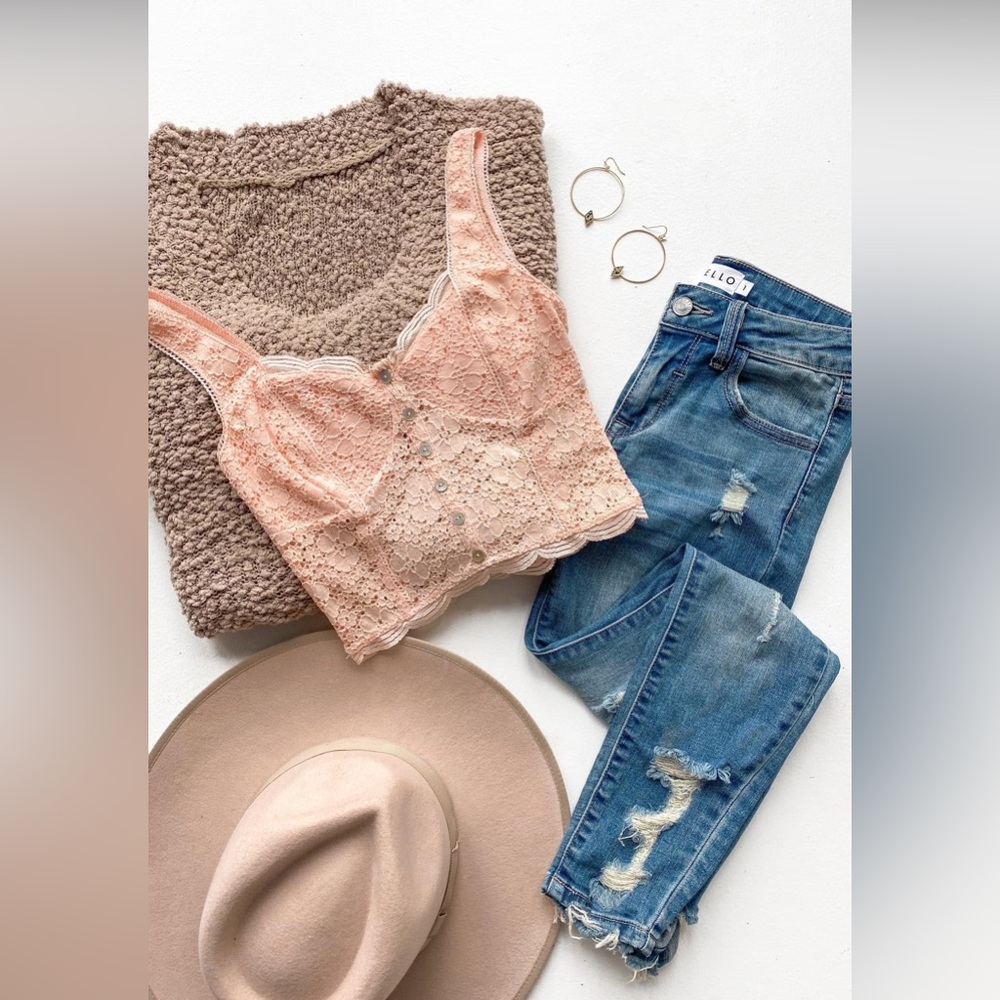 Pink Lace Crop Top
